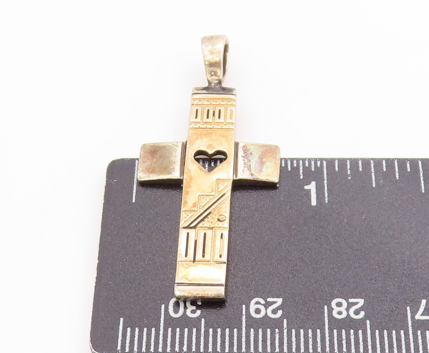 14K Gold & 925 Sterling Silver Vintage Pendant CAROLYN POLLACK Cross   PT24998