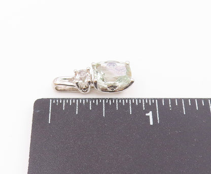 925 Silver  Vintage Sparkly Topaz & Cubic Zirconia Drop Pendant  PT20756