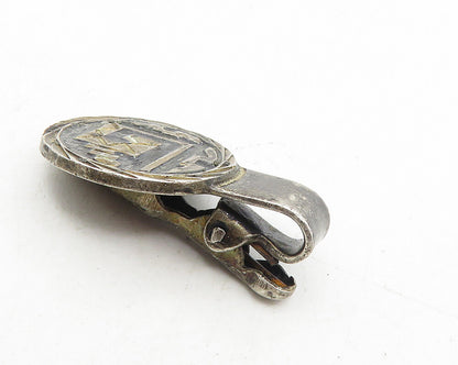 MEXICO 925 Sterling Silver  Vintage Oxidized Etched Design Tie Clip  TR1741