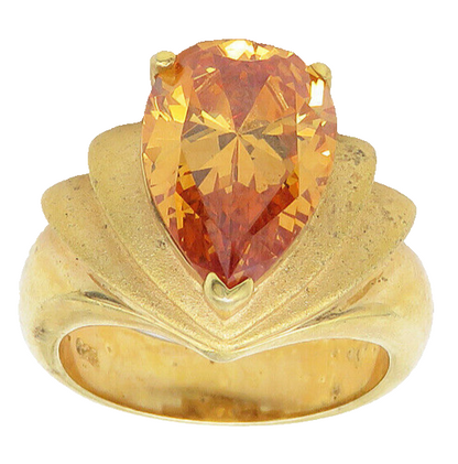 925 Sterling Silver  Tear Drop Citrine Gold Plated Cocktail Ring Sz 7  RG17312