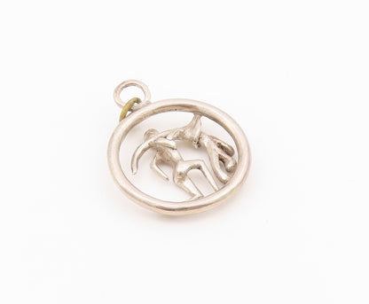 925 Sterling Silver Vintage Pendant Solid Cutout Dancing Couple  PT24332