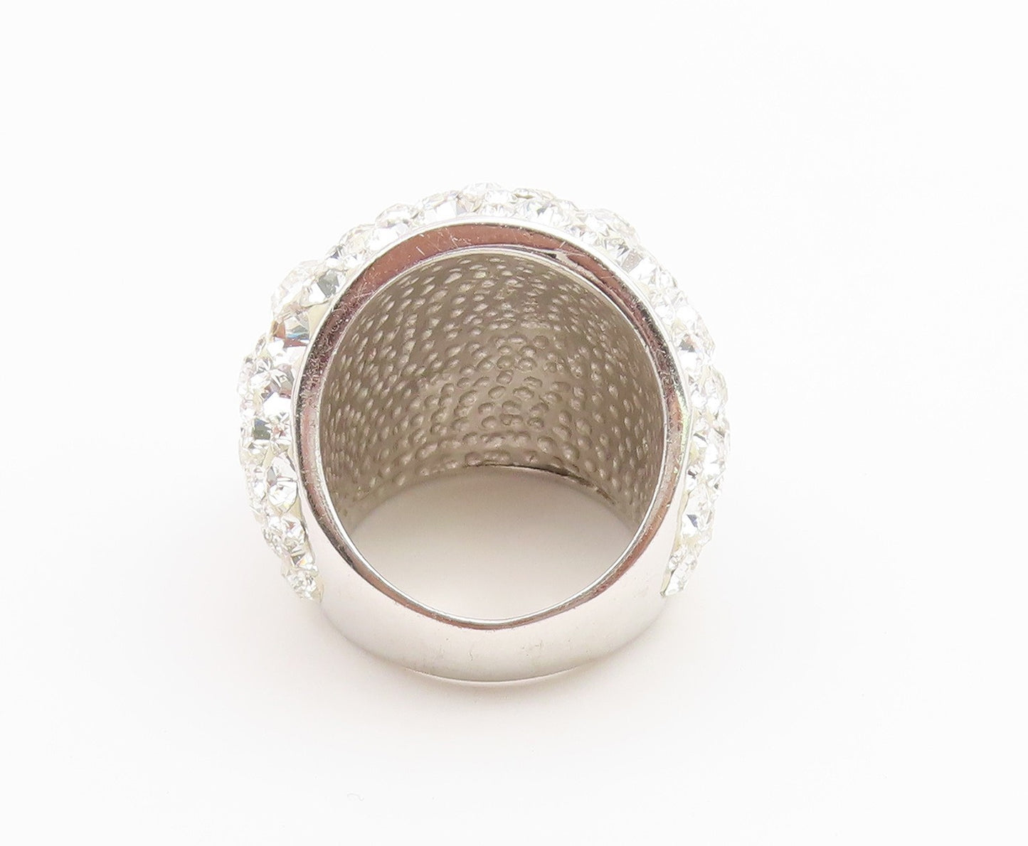 925 Sterling Silver Vintage Ring Sparkling CZ Encrusted Dome Band  Sz 6  RG36662