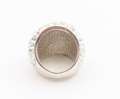 925 Sterling Silver Vintage Ring Sparkling CZ Encrusted Dome Band  Sz 6  RG36662