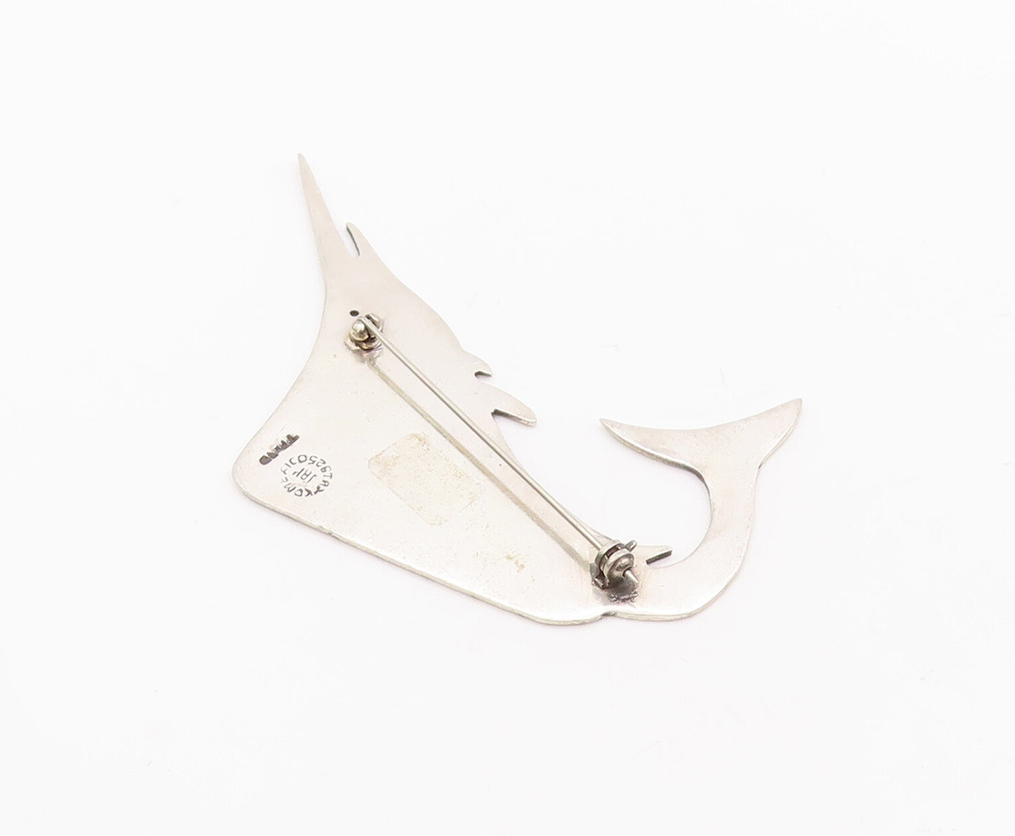 925 Sterling Silver Vintage Brooch Pin MEXICO Solid Etched Swordfish  BP10957