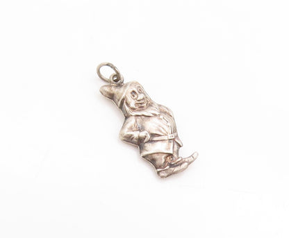 925 Sterling Silver Vintage Pendant 3D Fairy Tale Garden Gnome Charm  PT25127