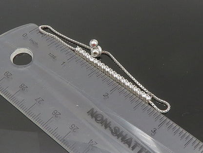 925 Silver  White Cubic Zirconia Adjustable Child Box Chain Bracelet  BT1057