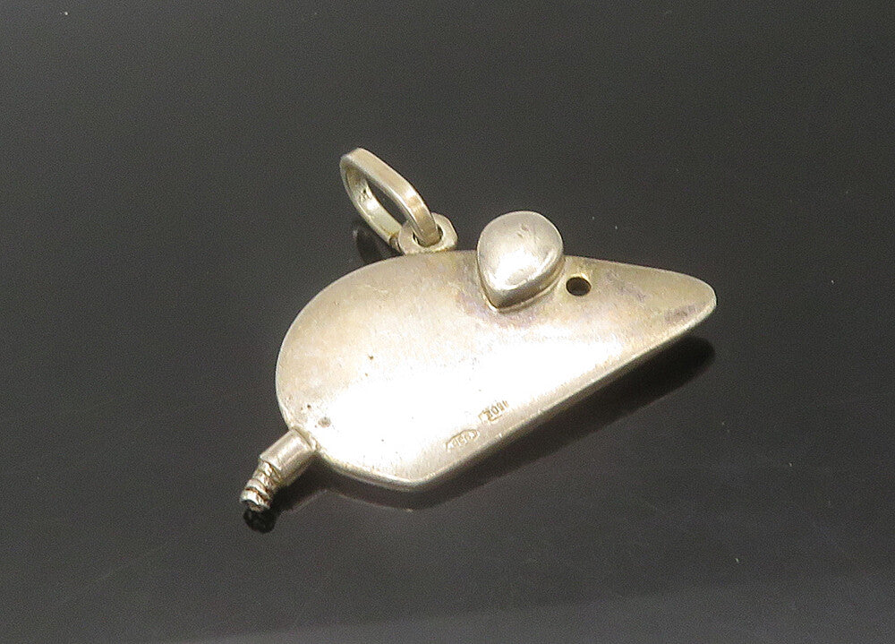 925 Sterling Silver   Vintage Modernist Mouse Motif Drop Pendant  PT18257