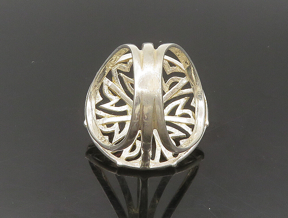 925 Sterling Silver  Vintage Round Cut Out Split Shank Band Ring Sz 8  RG24100