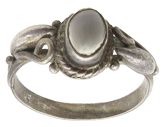 925 Sterling Silver  Vintage Cabochon Cut White Topaz Band Ring Sz 6  RG16985