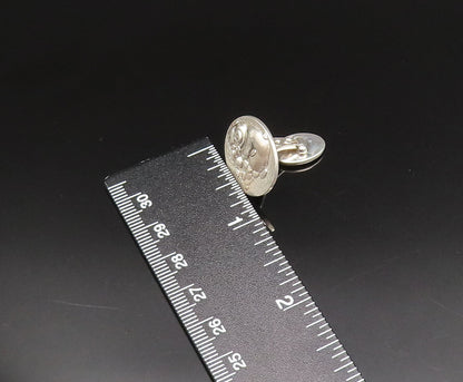 DESIGNER 925 Sterling Silver Vintage Pig Hugging Treasure Cuff Links TR3407
