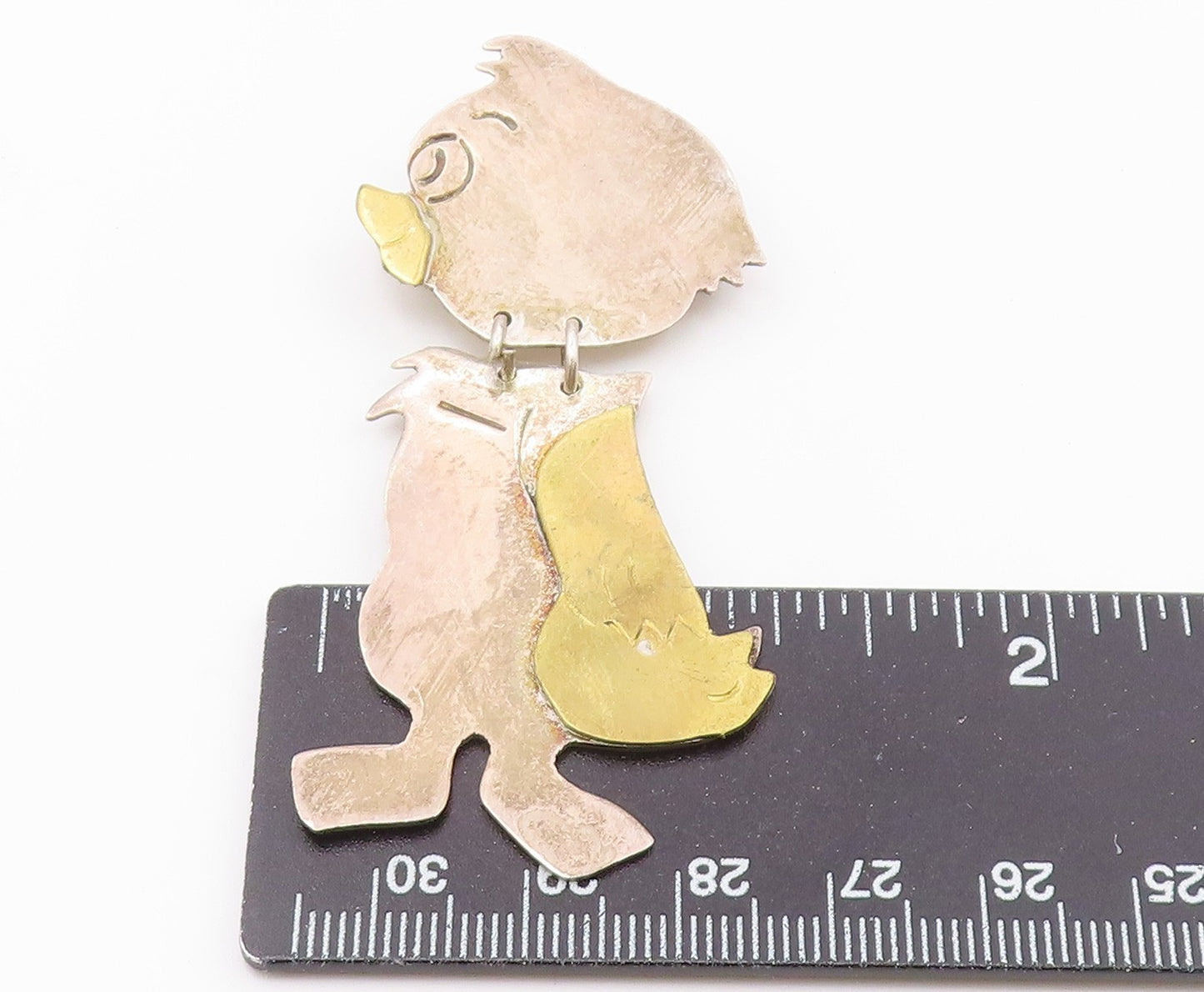 MEXICO 925 Sterling Silver  Vintage Two Tone Linked Bird Brooch Pin  BP3552