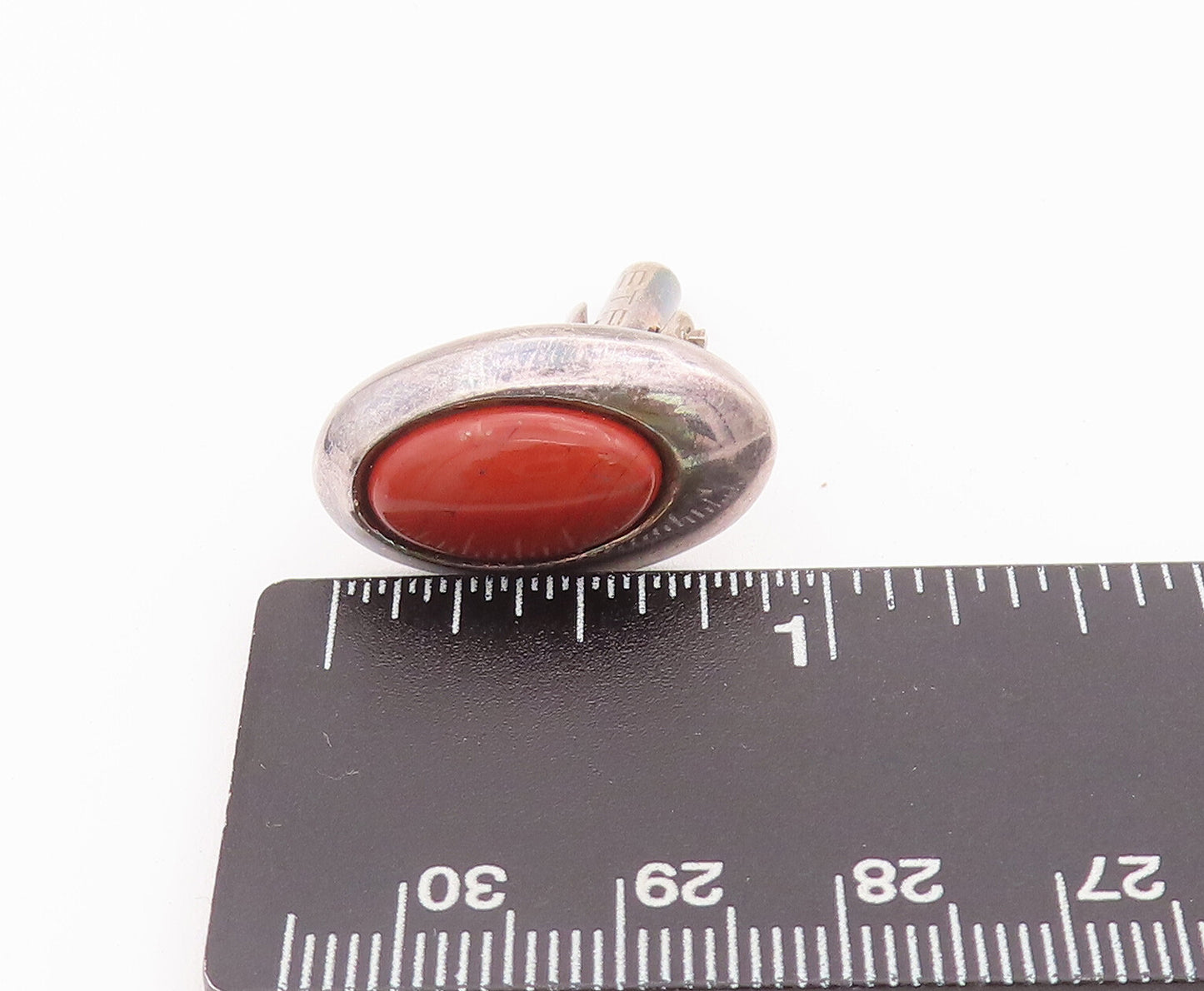 925 Sterling Silver Vintage Cuff Links Oval Cabochon Orange Carnelian  TR3711
