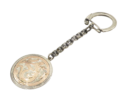 GUATEMALA 925 Silver & 18K GOLD  Vintage Two Tone Bird Motif Key Chain  TR2647