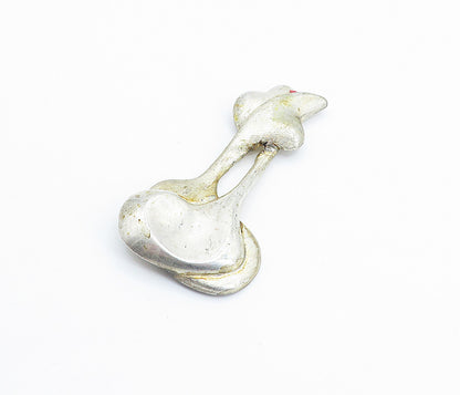 925 Sterling Silver  Vintage Shiny Modernist Sculpted Design Pendant  PT4098