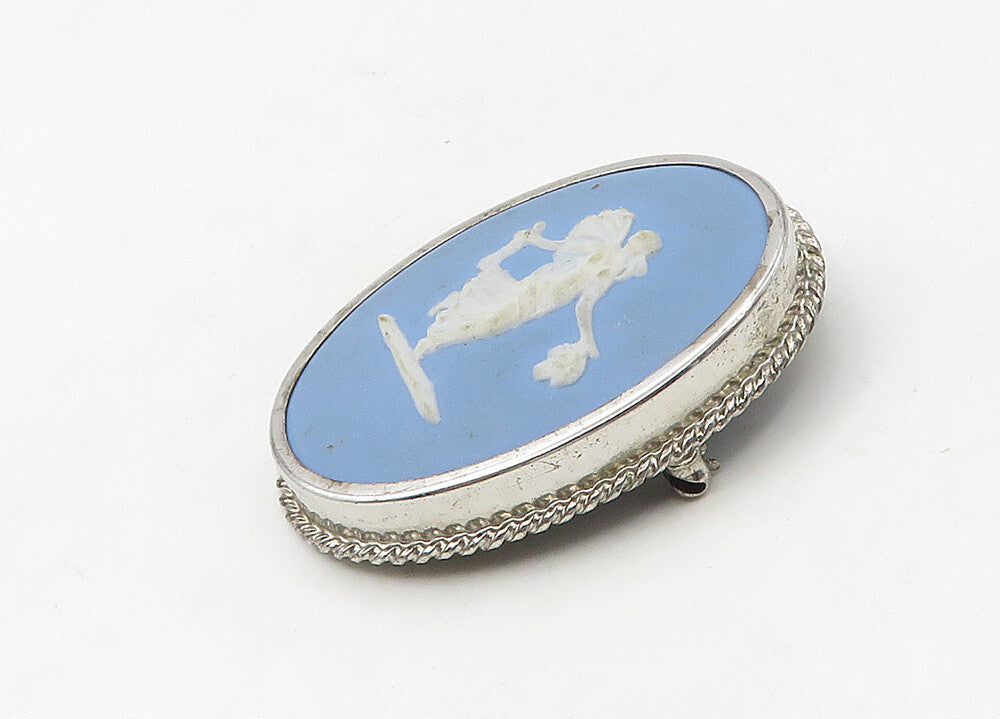 WEDGWOOD ENGLAND 925 Sterling Silver  Vintage Angel Cameo Brooch Pin  BP8428
