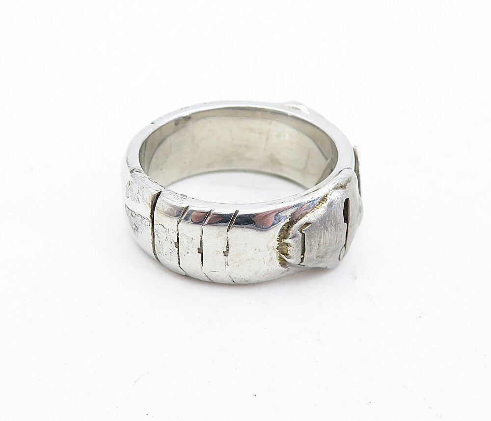 TAHARA & CO. 925 Silver  Vintage Topaz Sculpted Detail Band Ring Sz 8.5 RG5524