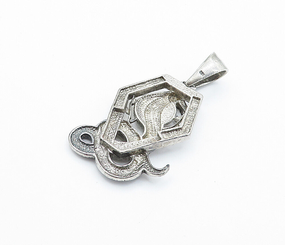 925 Sterling Silver  Vintage Slithering Cobra Snake Motif Drop Pendant  PT4212