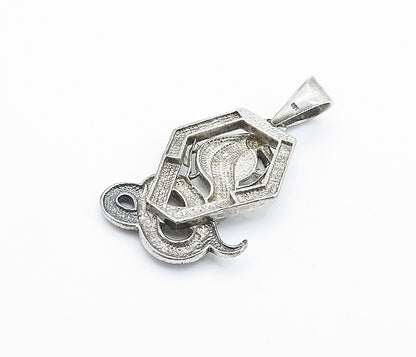 925 Sterling Silver  Vintage Slithering Cobra Snake Motif Drop Pendant  PT4212