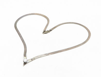 925 Sterling Silver Vintage Cubic Zirconia Dark Tone Snake Chain Necklace NE3216
