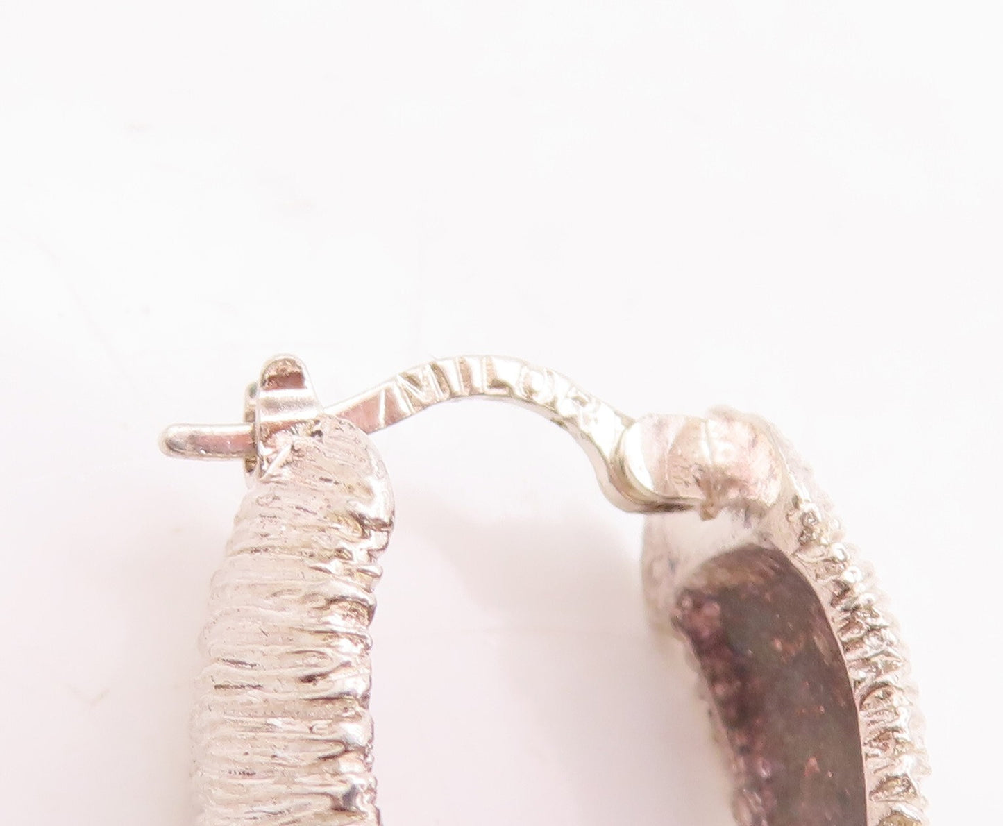 925 Sterling Silver Vintage Earrings Minimalist Rough Finish U Hoops EG13146