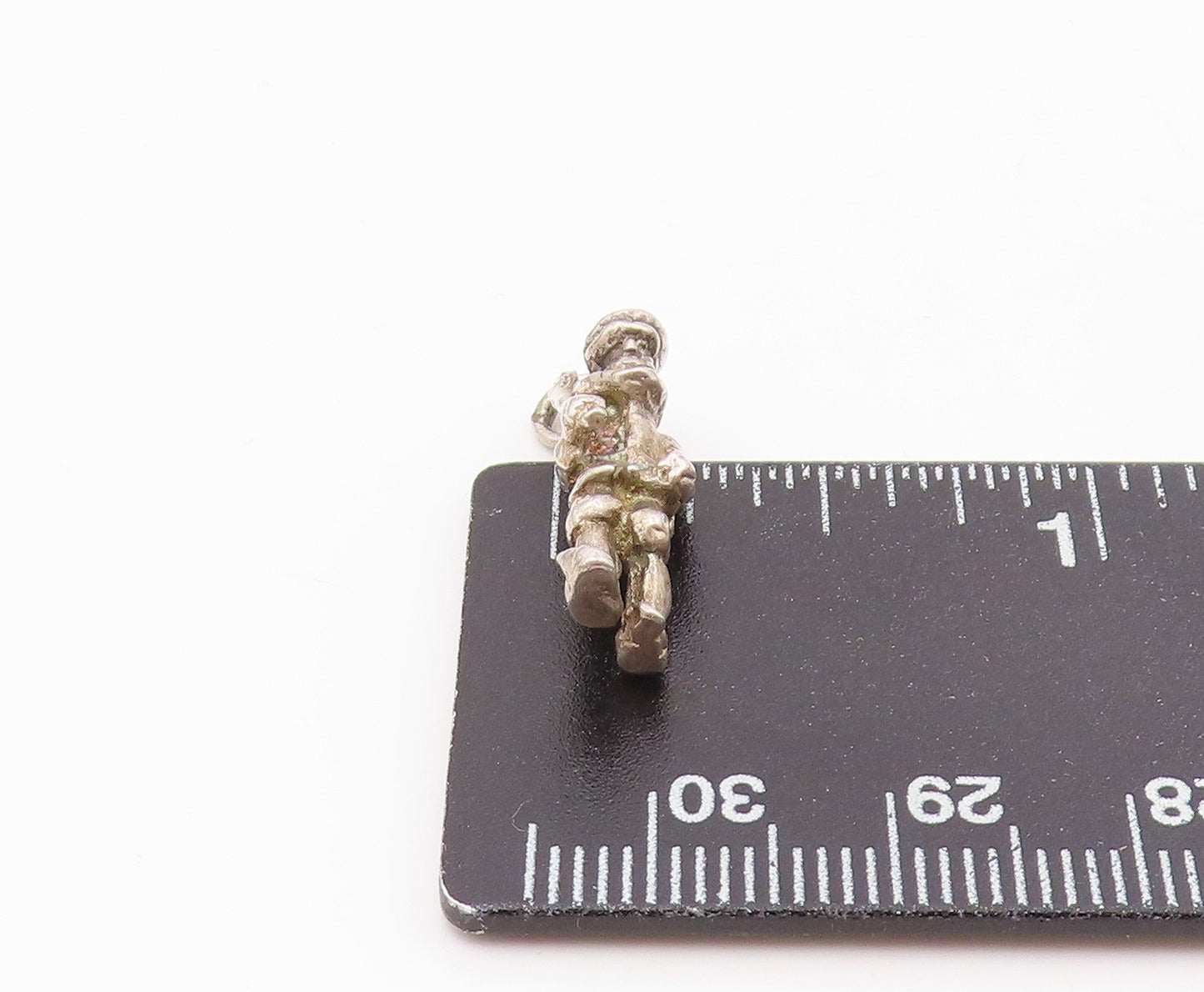 925 Sterling Silver Vintage Mini Solid Carved Statue Of Solder Pendant PT22148
