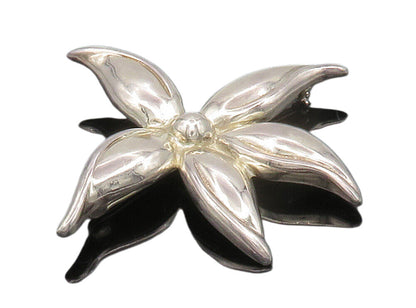 925 Sterling Silver  Vintage Shiny Smooth Single Flower Brooch Pin  BP4590