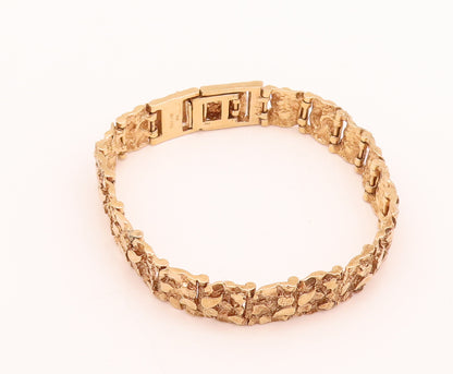 925 Silver  Vintage Gold Plated Hammered Crush Paper Effect Bracelet  BT10020