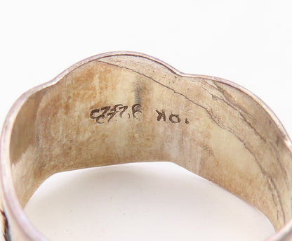 18k Gold & 925 Sterling Silver Vintage Ring Storyteller Band  Sz 7.5  RG36473