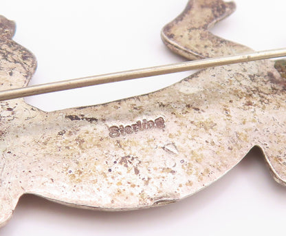 925 Sterling Silver Vintage Brooch NAVAJO Antique Etched Lizard  BP11604
