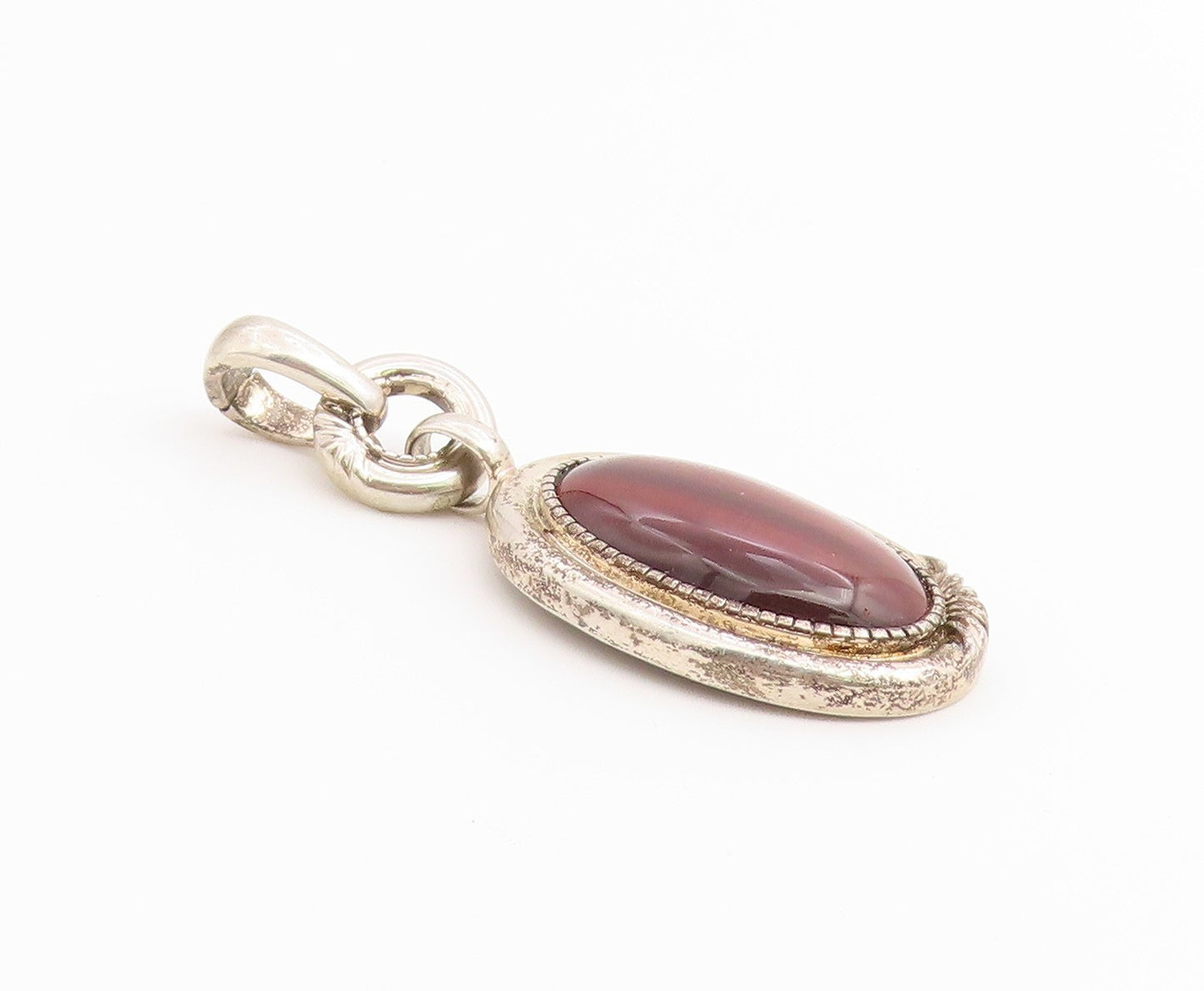 925 Sterling Silver Vintage Pendant WHITNEY KELLY Oval Carnelian Charm  PT26537