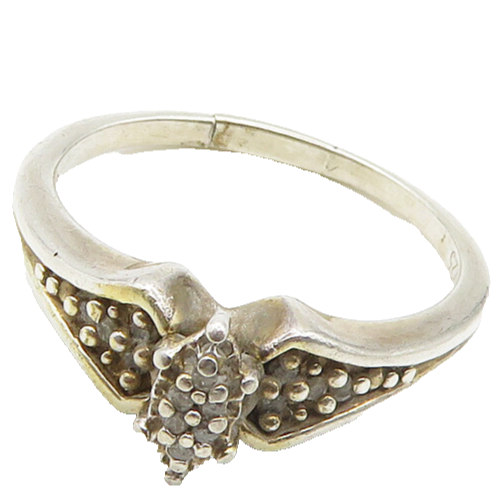 925 Sterling Silver  Vintage Genuine Diamonds Shiny Band Ring Sz 9  RG19804