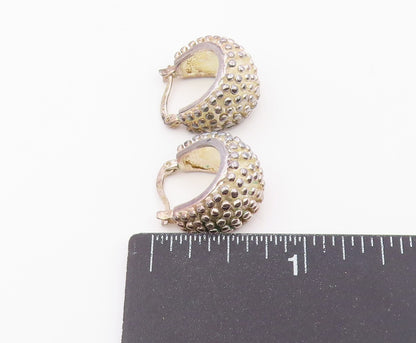 925 Sterling Silver Vintage Earrings Modernist Caviar Bead Huggie Hoop  EG14462