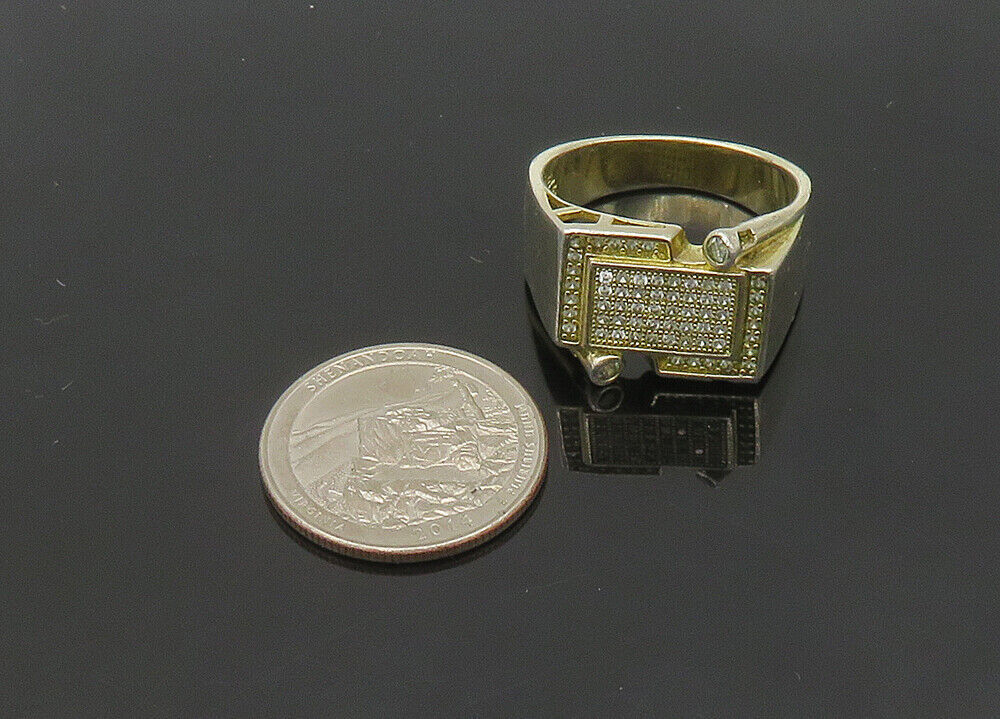 925 Sterling Silver  Vintage Topaz Encrusted Large Band Ring Sz 13  RG21192