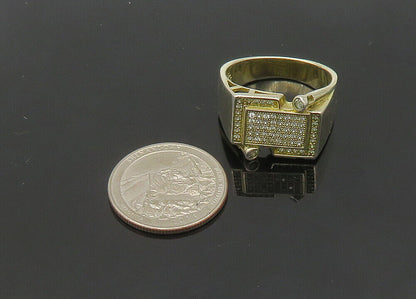 925 Sterling Silver  Vintage Topaz Encrusted Large Band Ring Sz 13  RG21192