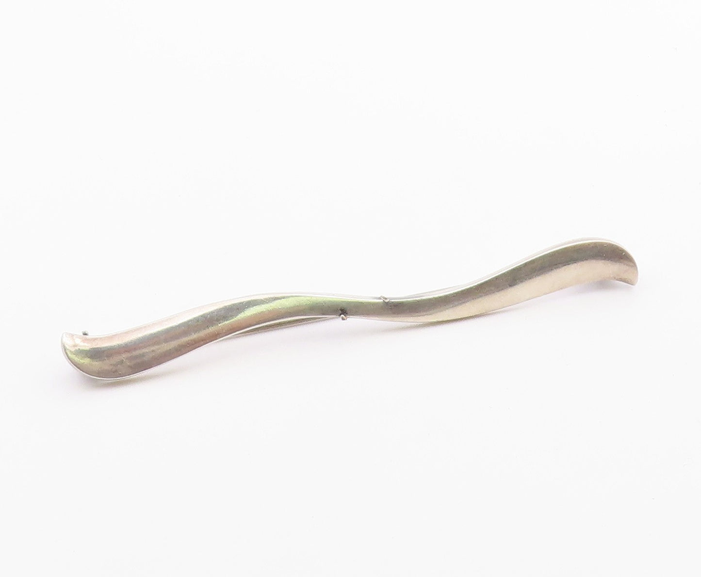 HANS HANSEN DENMARK 925 Silver  Vintage Minimalist Swirl Brooch Pin  BP9984