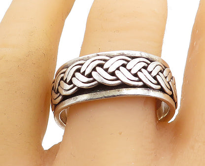 925 Sterling Silver  Vintage Raised Braided Design Band Ring Sz 12.5  RG5857