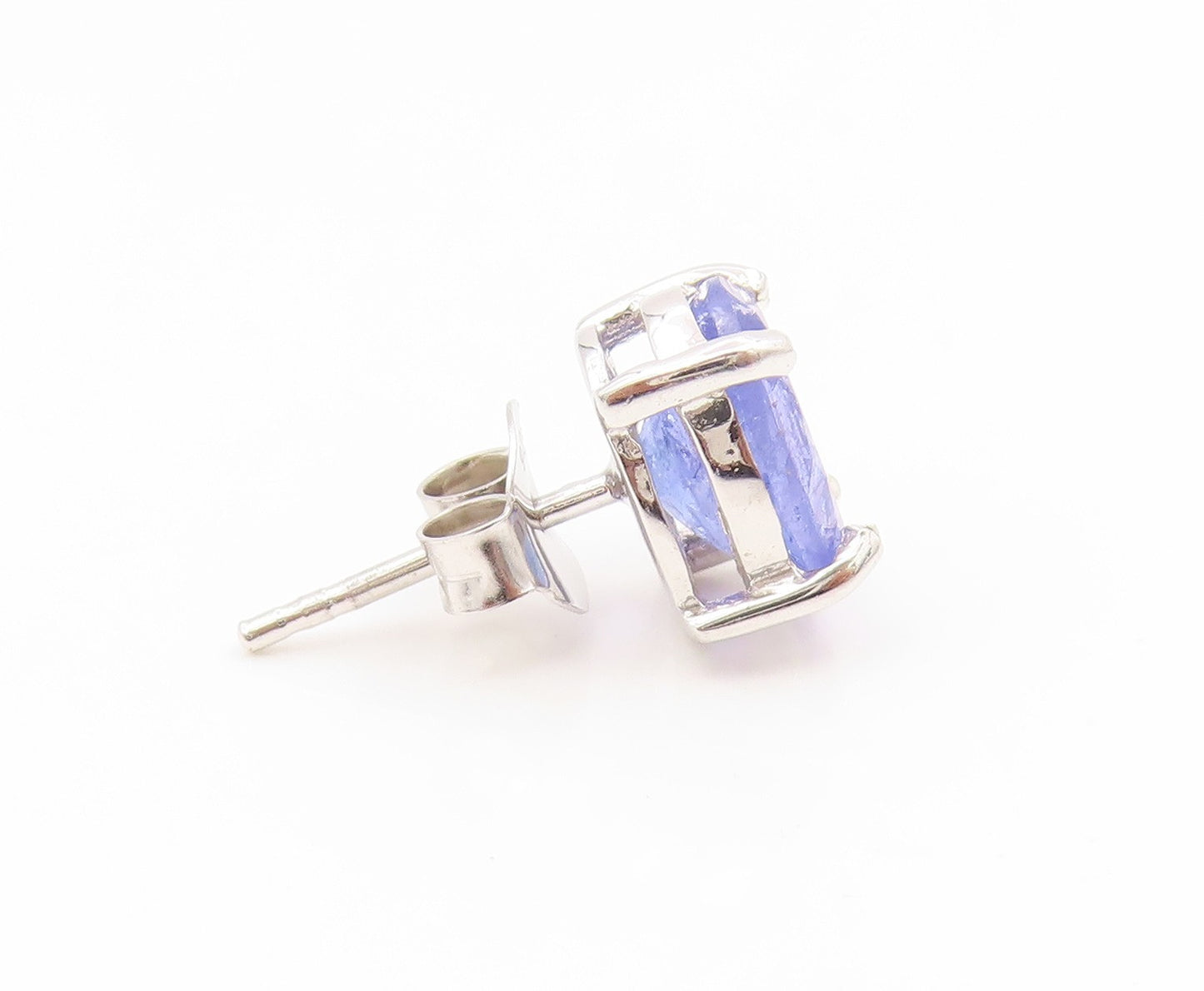 925 Sterling Silver Vintage Earrings Minimalist Oval Cut Tanzanite Stud  EG14145