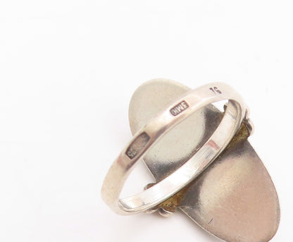 925 Sterling Silver Vintage Ring POLAND Cabochon Turquoise Band  Sz 6.5  RG35655
