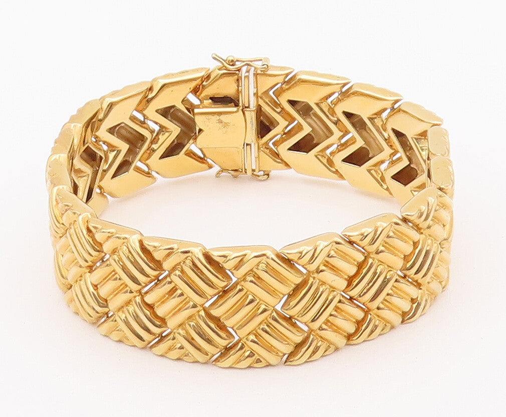 925 Sterling Silver Vintage Bracelet Linked Gold Plated Woven Effect  BT10405