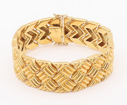 925 Sterling Silver Vintage Bracelet Linked Gold Plated Woven Effect  BT10405