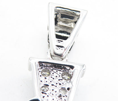 925 Sterling Silver  Sparkling Cubic Zirconia Religious Cross Pendant  PT3461