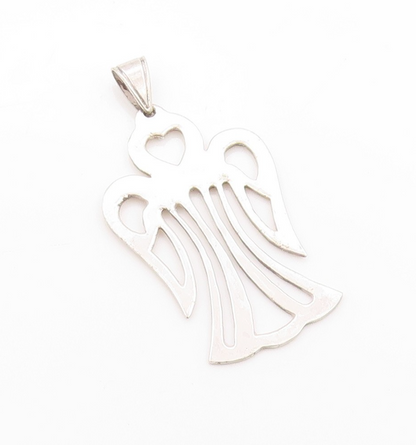 925 Sterling Silver Vintage Pendant Designer Cutout Angel With Wings  PT24130