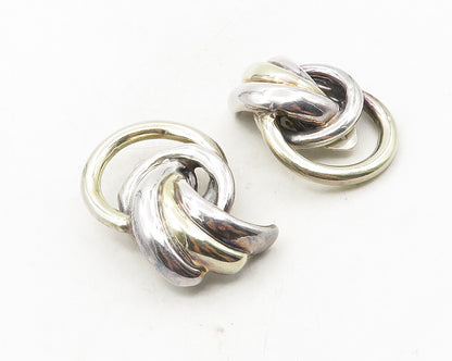 925 Sterling Silver  Vintage Shiny Modernist Non Pierce Earrings  EG4636