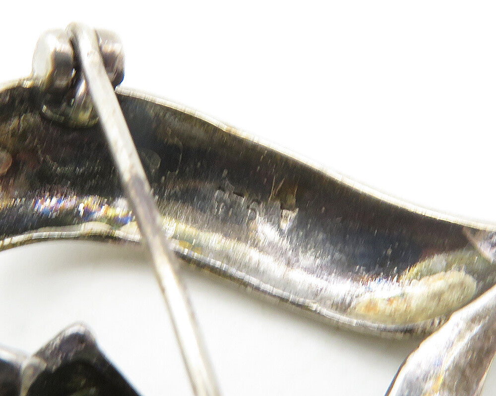925 Sterling Silver  Vintage Open Dark Tone Love Heart Brooch Pin  BP7468