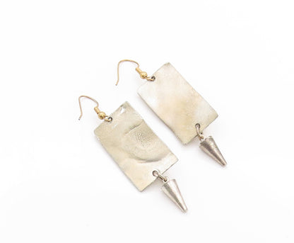 925 Sterling Silver Vintage Earrings Modernist Design Gemstone  EG13588