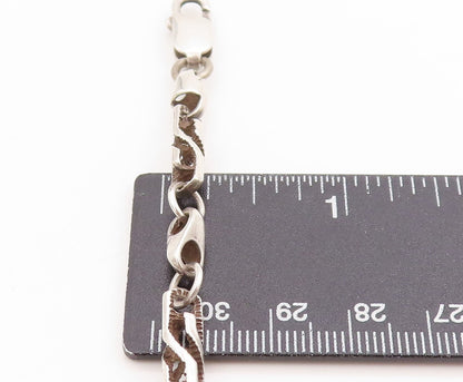 925 Sterling Silver Vintage Necklace Puffed Mariner Link Statement Chain  NE4626