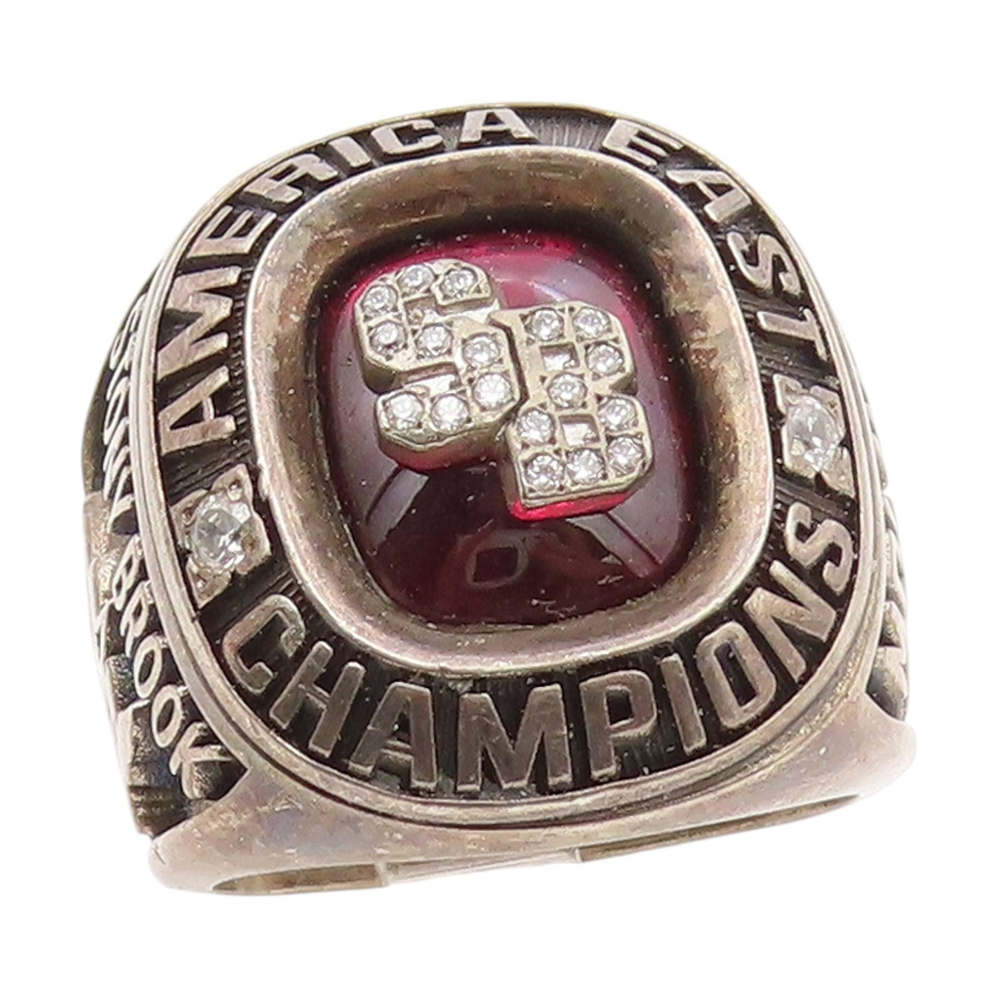 925 Sterling Silver Vintage Ring CZ 2009 Stony Brook Seawolves  Sz 8.5  RG34612