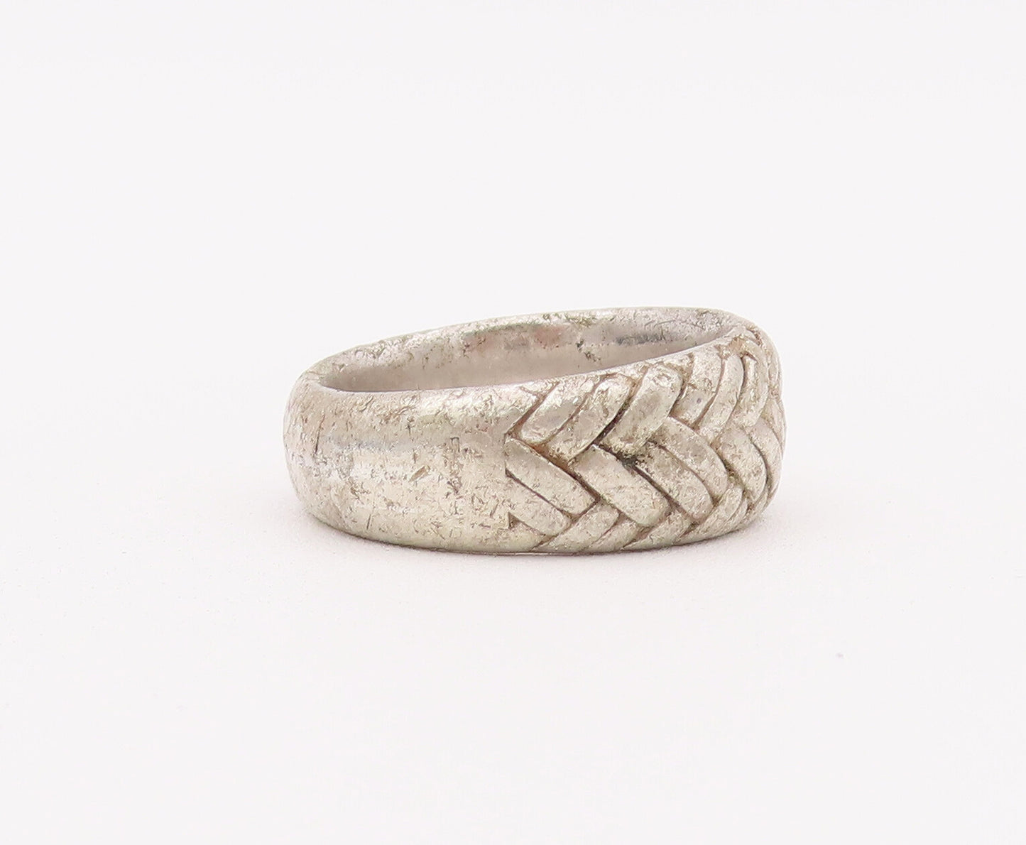 925 Sterling Silver Vintage Ring Solid Carved Woven Threads  Sz 10  RG28049