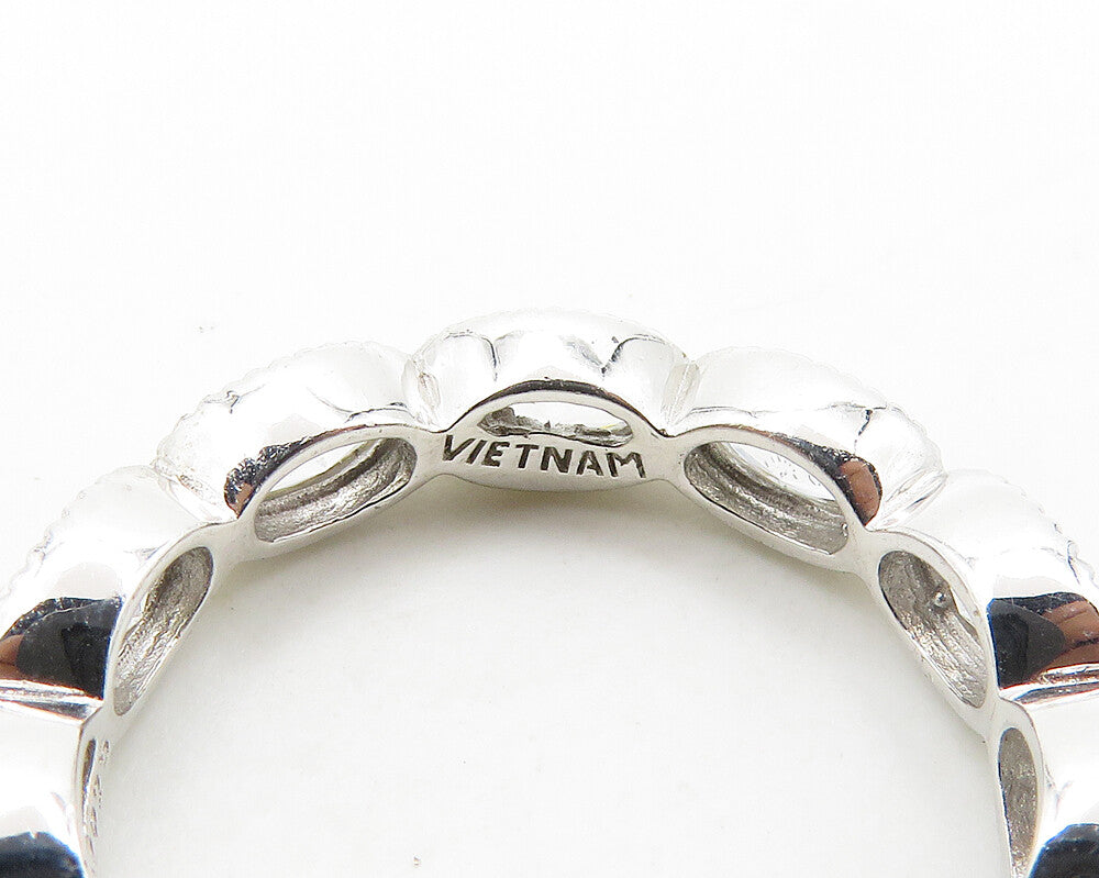 925 Sterling Silver  Vintage Shiny Cubic Zirconia Eternity Ring Sz 6  RG19829