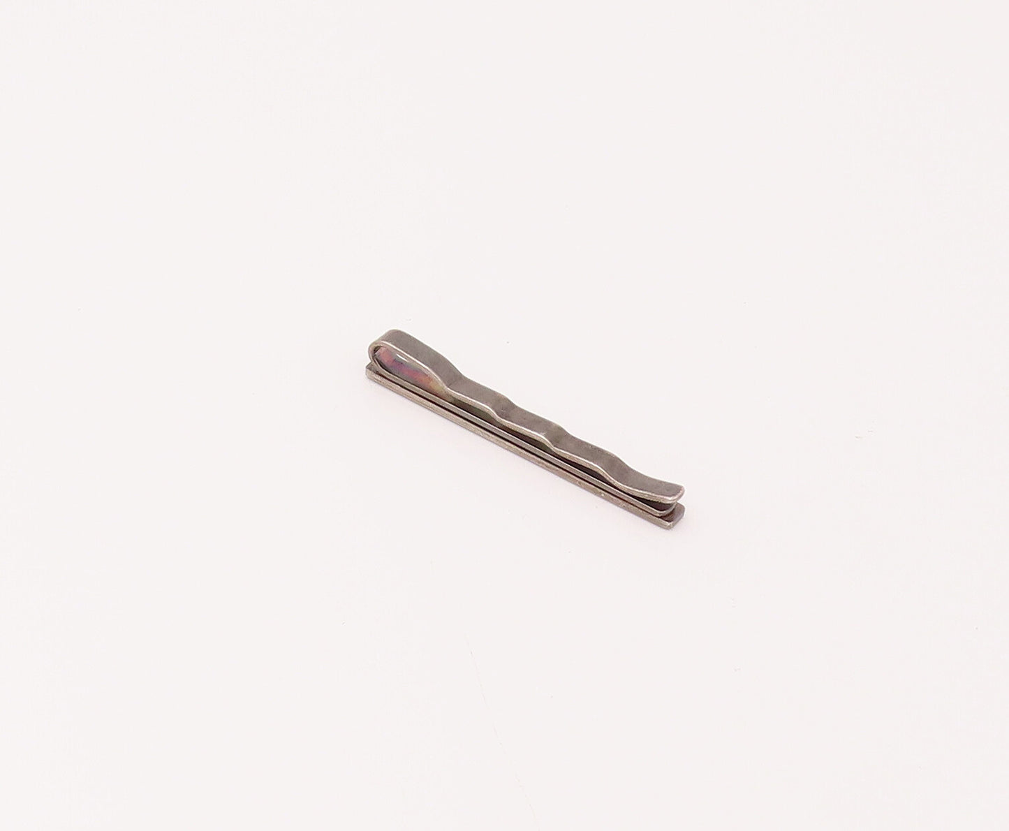 925 Sterling Silver  Vintage Minimalist Red And Black Stripe Tie Pin  TR3485
